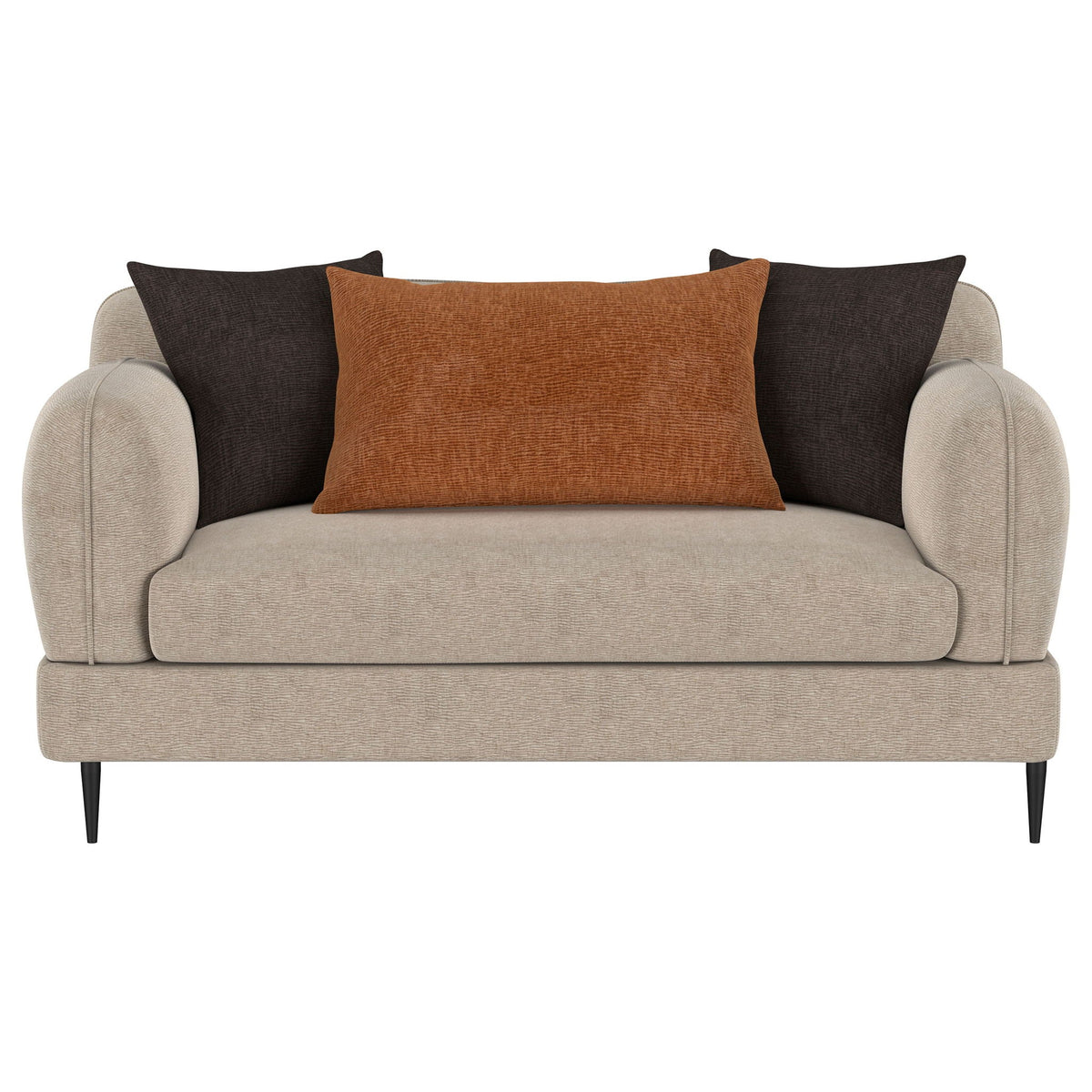 Repley - Upholstered Sculpted Track Arm Loveseat - Beige