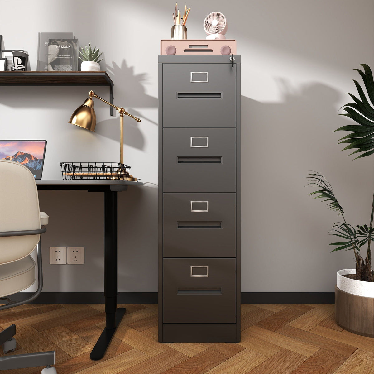 Premium Drawer File Cabinet With Lock, Metal Vertical Design, A4 Legal / Letter Size