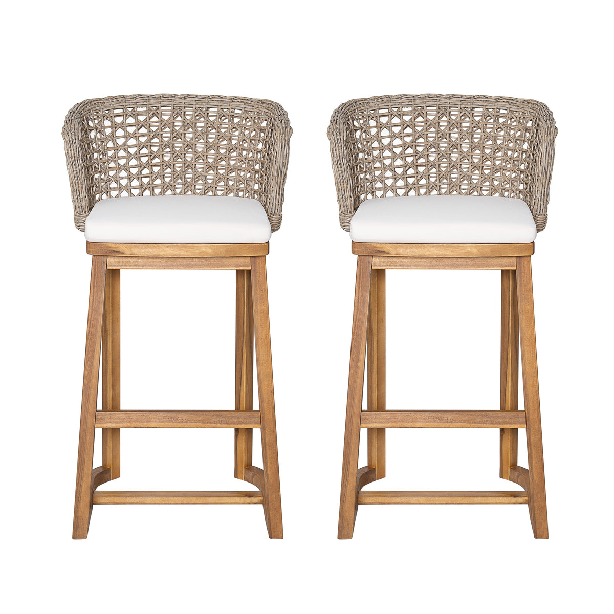 Outdoor Acacia Wood Bar Stools (Set of 2)