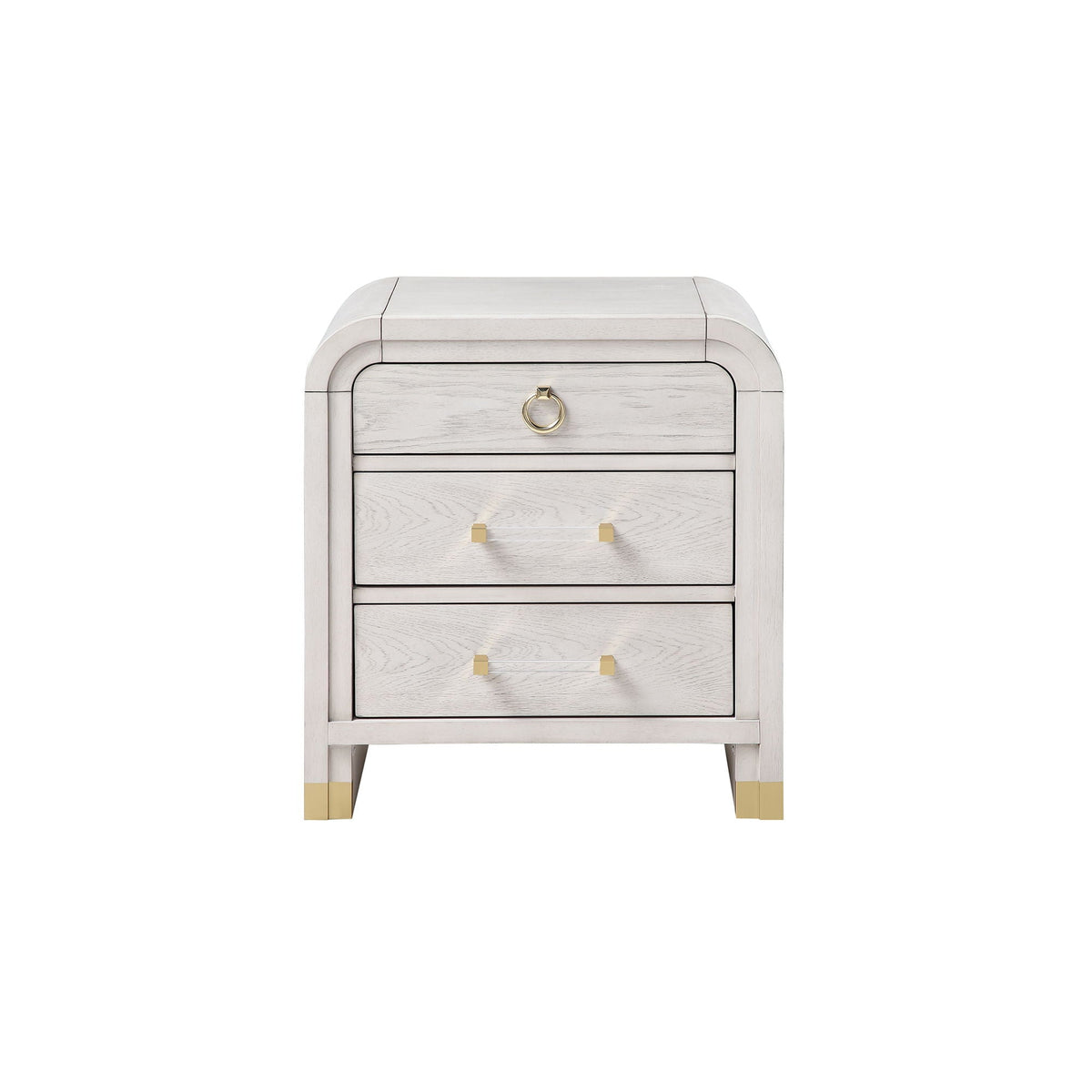 Malco - Nightstand With Spacious Drawer And Gold Metal Fluted Detailing - Black White