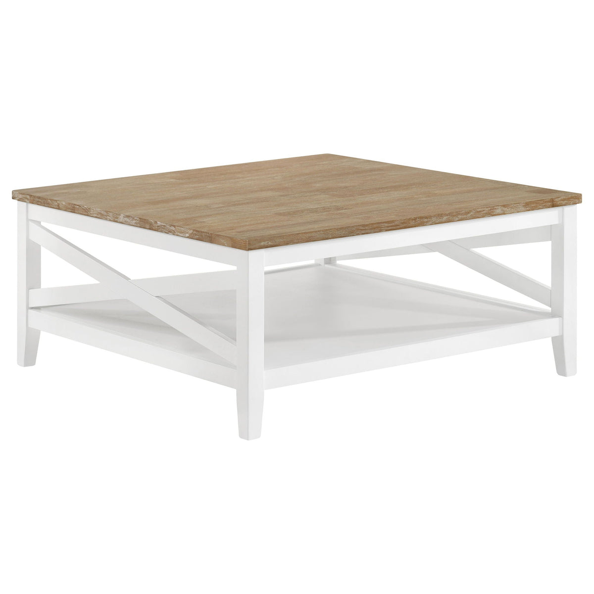 Evanston - Square Coffee Table With Shelf - White