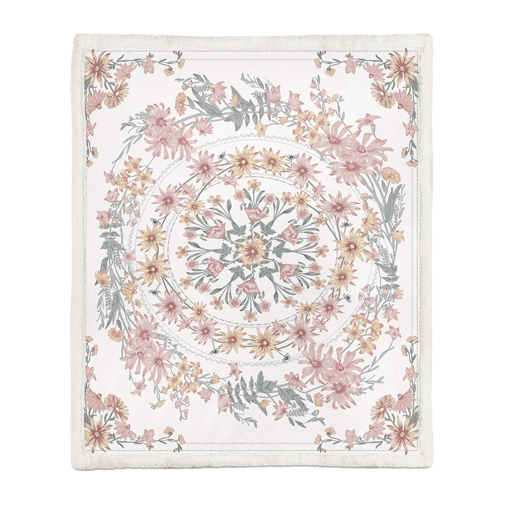 Chinese Floral Flannel Blanket – Soft Printed Throw in Multiple Sizes