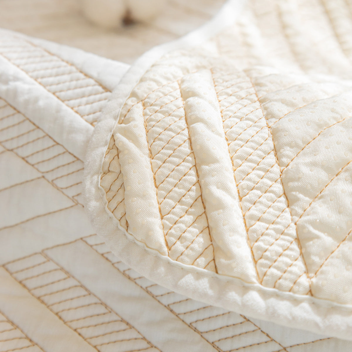 Quilted Geometric Cotton Sofa Cover, Non-Slip & Thick Padded Furniture Covers