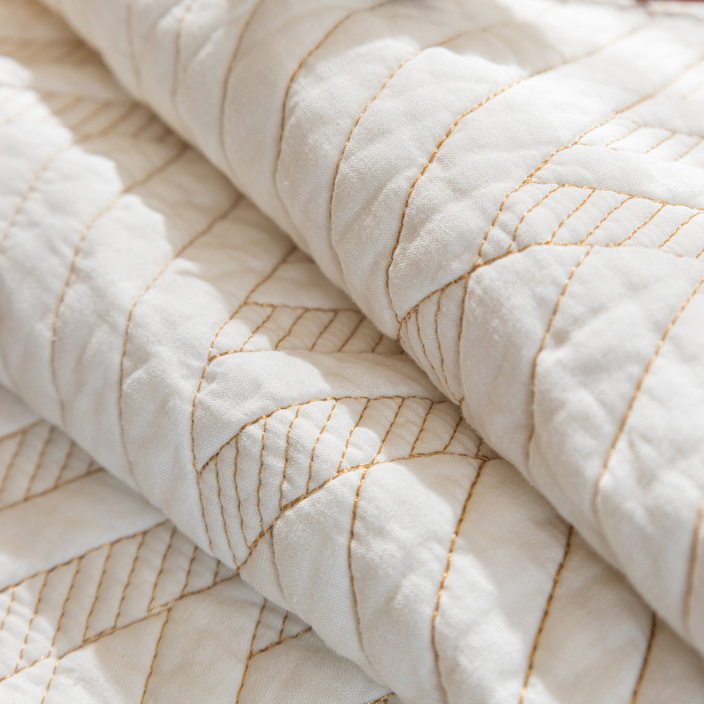 Quilted Geometric Cotton Sofa Cover, Non-Slip & Thick Padded Furniture Covers