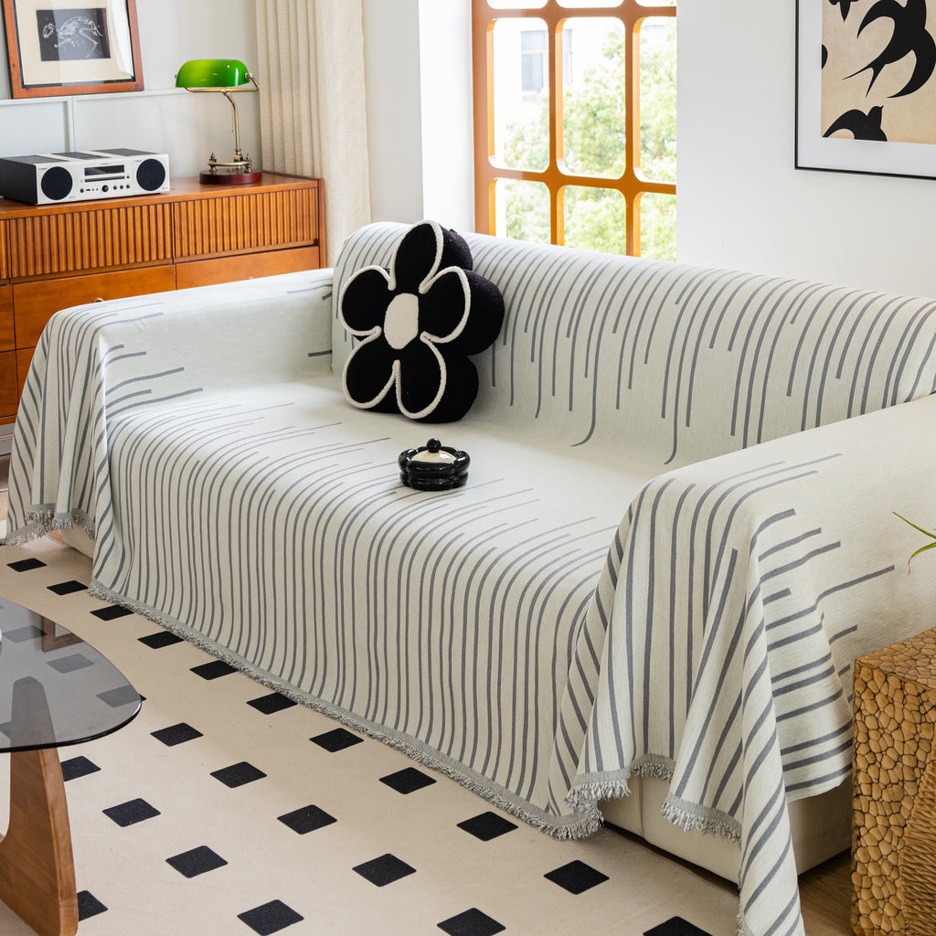 Boho Striped Jacquard Throw Sofa Slipcover Chenille Sofa Throws for Couches for Pets Kids Home Decor