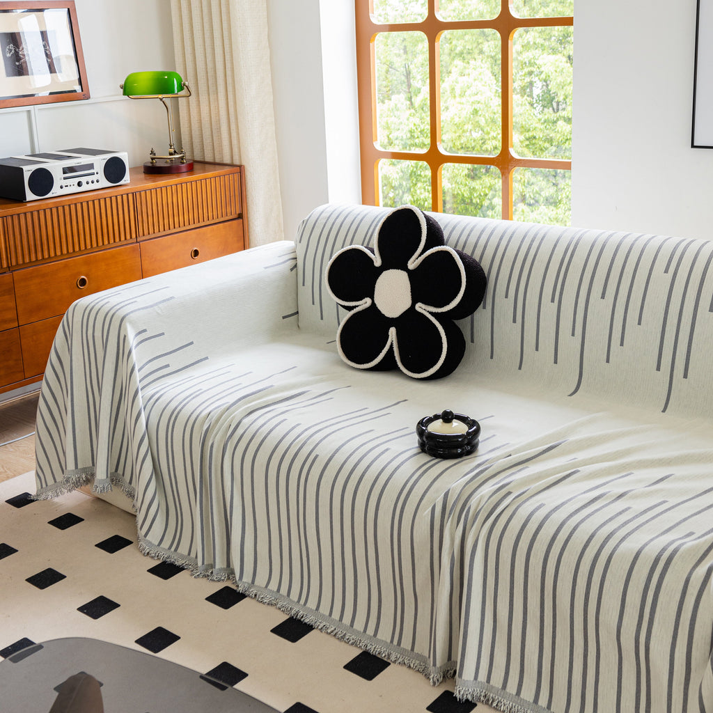 Boho Striped Jacquard Throw Sofa Slipcover Chenille Sofa Throws for Couches for Pets Kids Home Decor