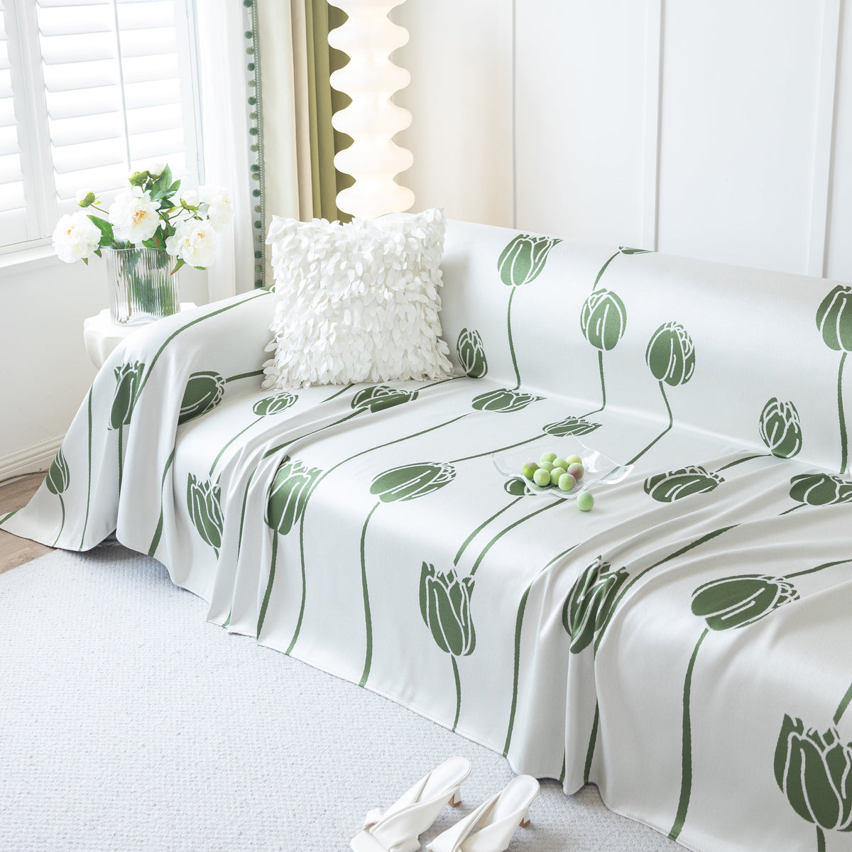 Cozy Cooling Tulip Sofa Throw Covers, Decorative & Breathable Couch Cover, Elegant Couch Protector