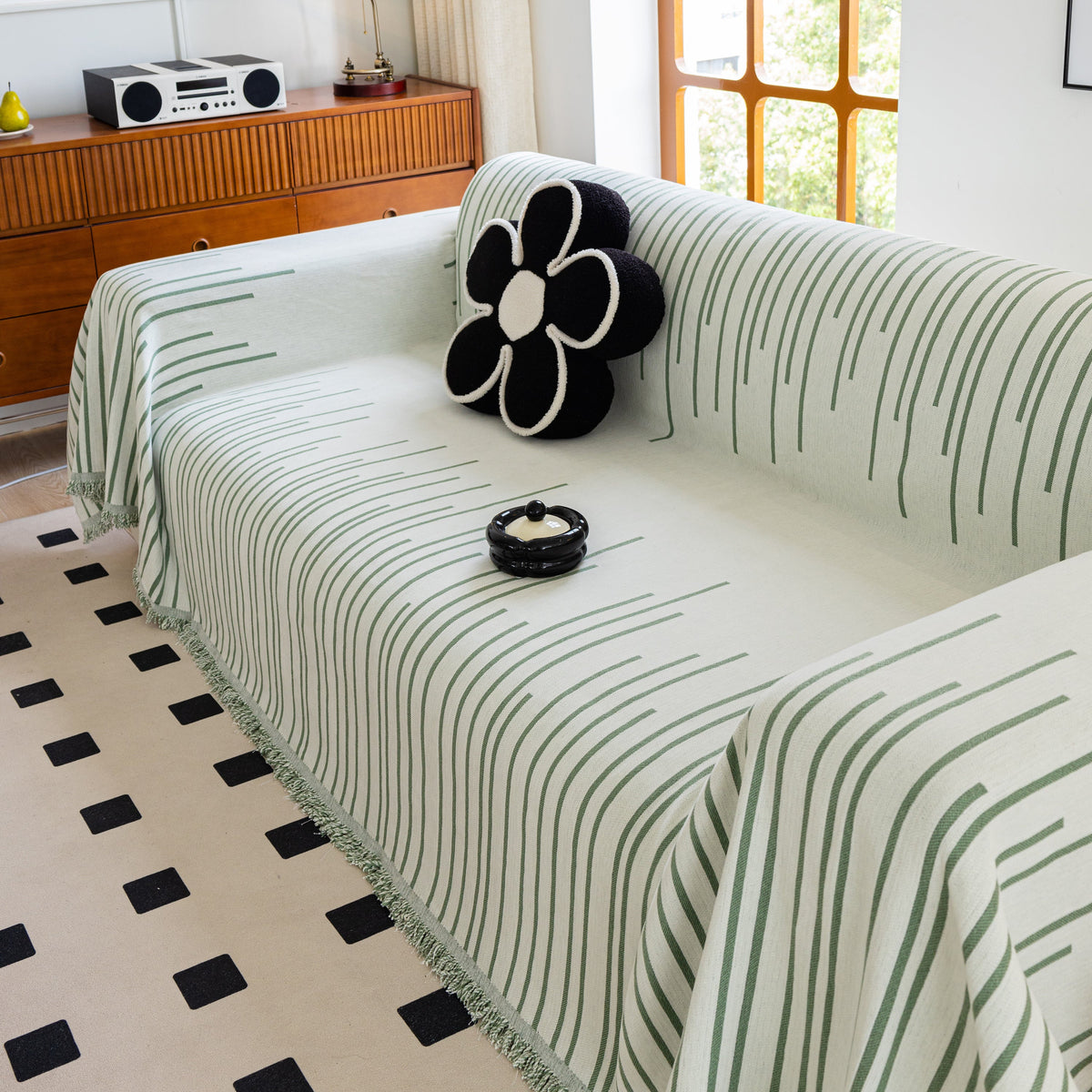Boho Striped Jacquard Throw Sofa Slipcover Chenille Sofa Throws for Couches for Pets Kids Home Decor