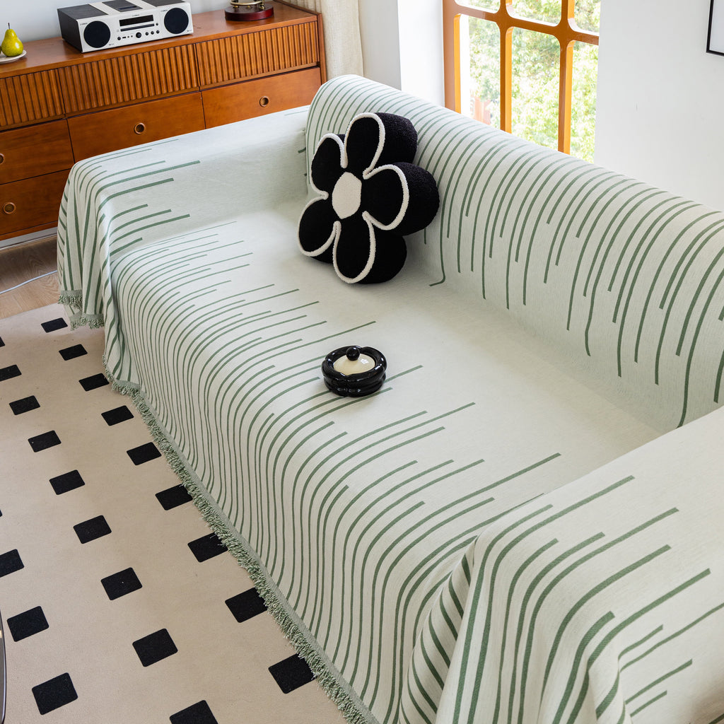 Boho Striped Jacquard Throw Sofa Slipcover Chenille Sofa Throws for Couches for Pets Kids Home Decor