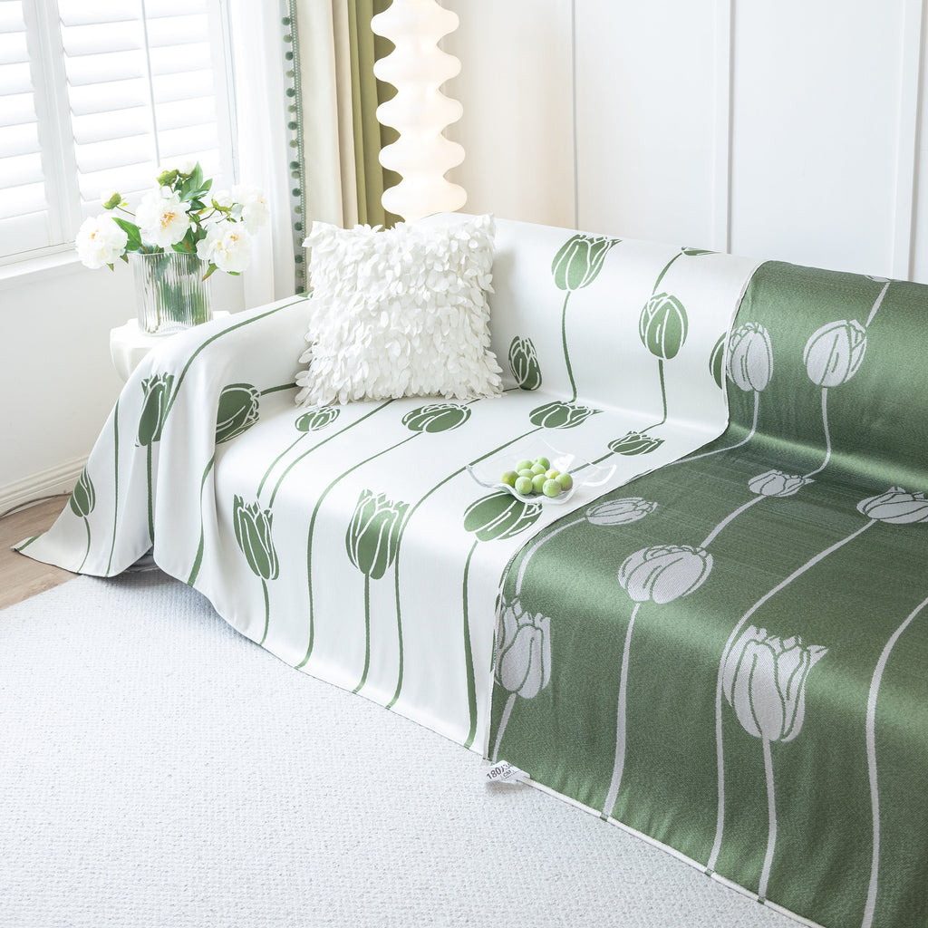 Cozy Cooling Tulip Sofa Throw Covers, Decorative & Breathable Couch Cover, Elegant Couch Protector