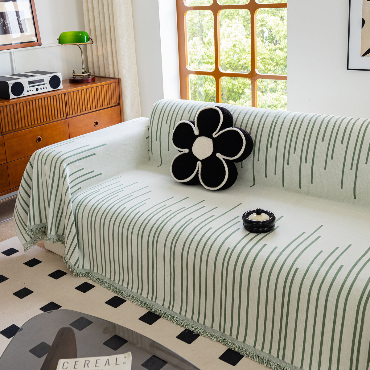 Boho Striped Jacquard Throw Sofa Slipcover Chenille Sofa Throws for Couches for Pets Kids Home Decor