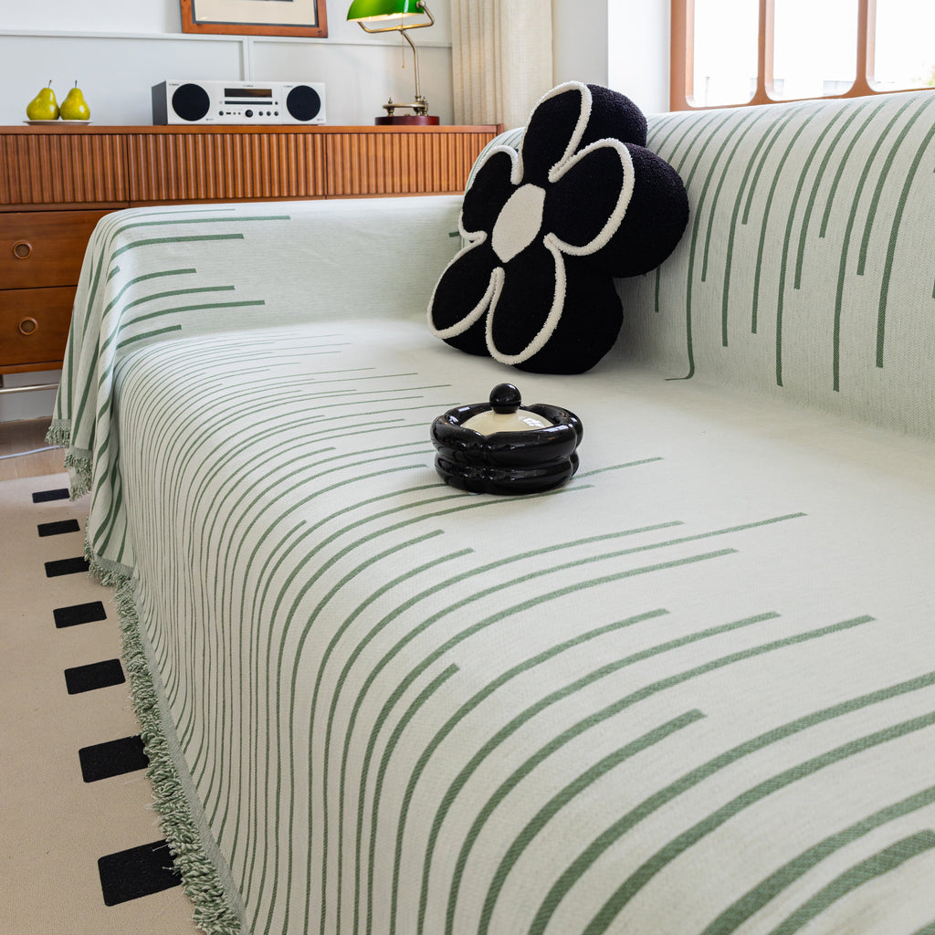 Boho Striped Jacquard Throw Sofa Slipcover Chenille Sofa Throws for Couches for Pets Kids Home Decor