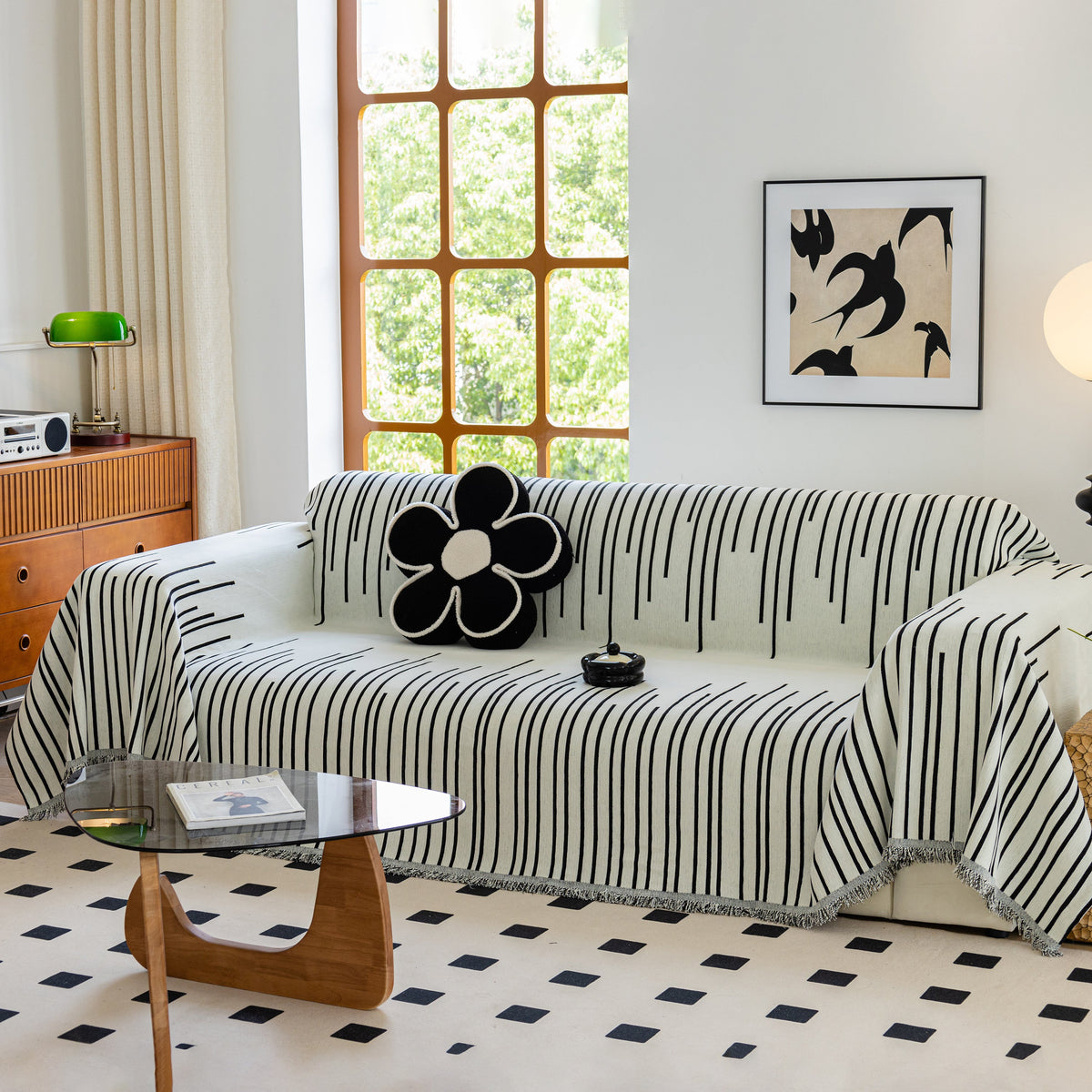 Boho Striped Jacquard Throw Sofa Slipcover Chenille Sofa Throws for Couches for Pets Kids Home Decor