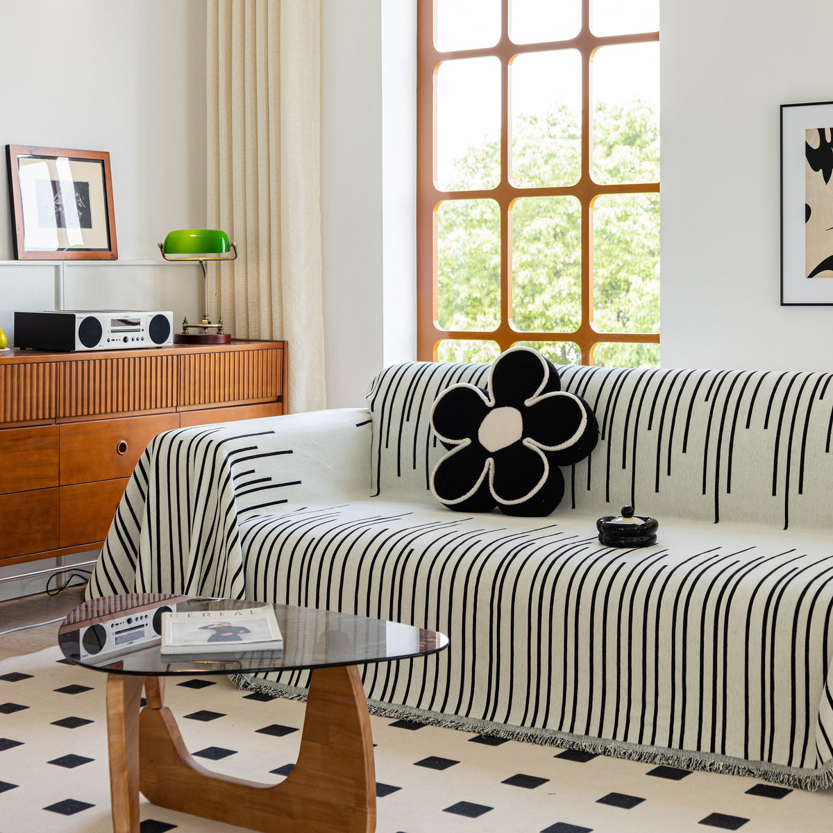 Boho Striped Jacquard Throw Sofa Slipcover Chenille Sofa Throws for Couches for Pets Kids Home Decor