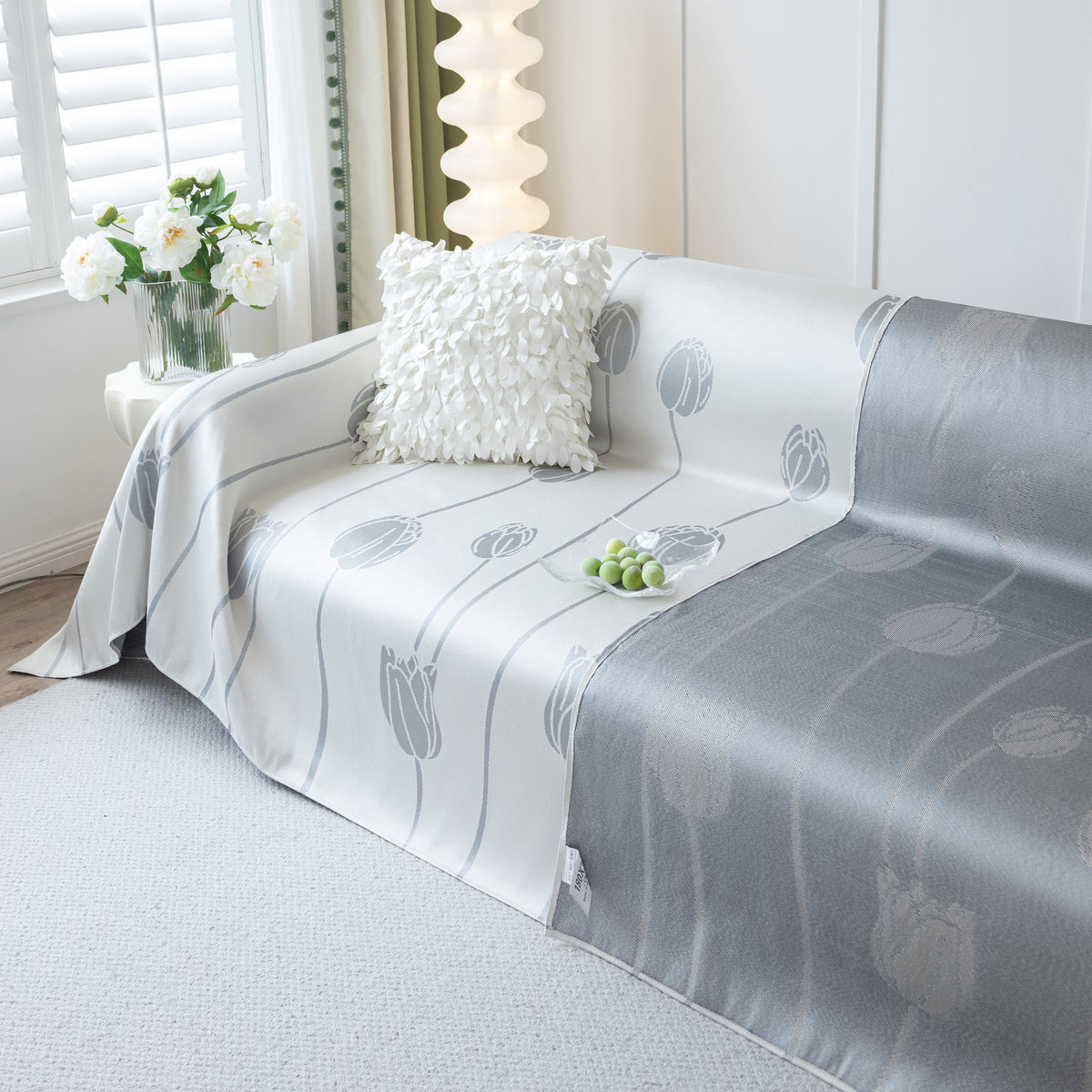Cozy Cooling Tulip Sofa Throw Covers, Decorative & Breathable Couch Cover, Elegant Couch Protector
