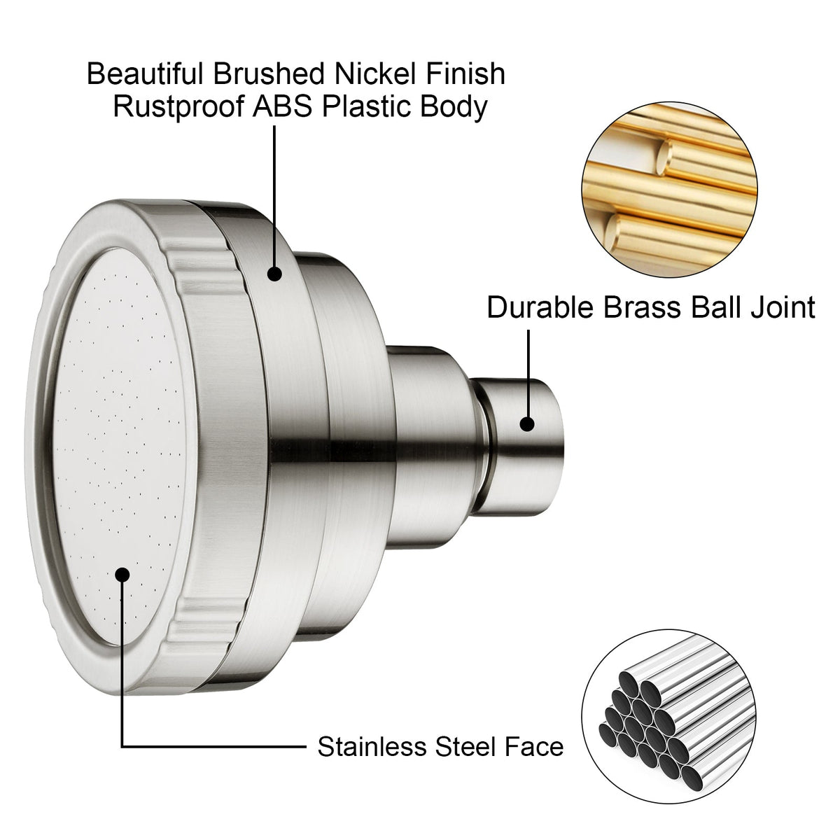 High Pressure Rain Shower Head, Angle Adjustable