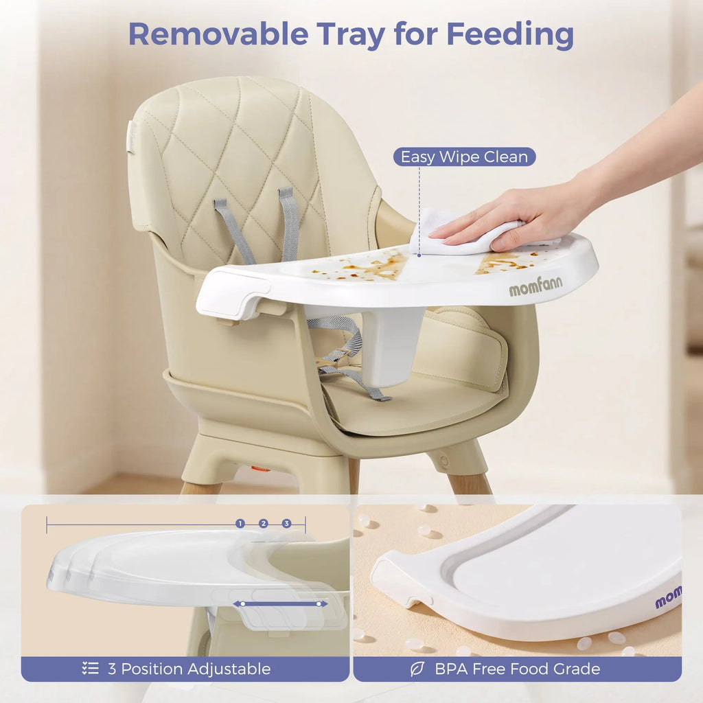 Momfann Baby High Chair with 5-Point Harness