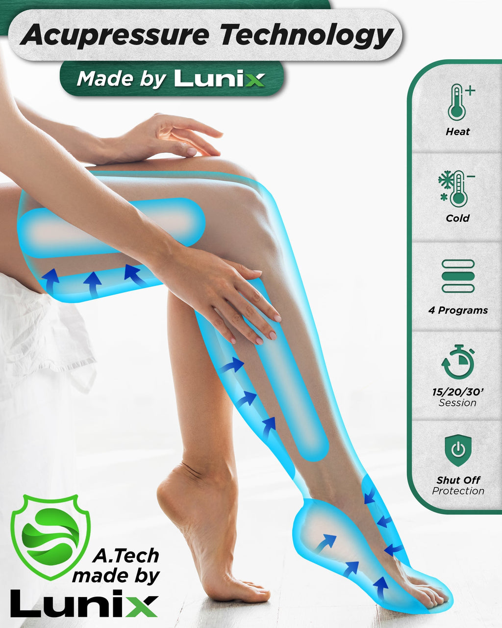 LX10 Full Leg Compression Massager, Forest Green