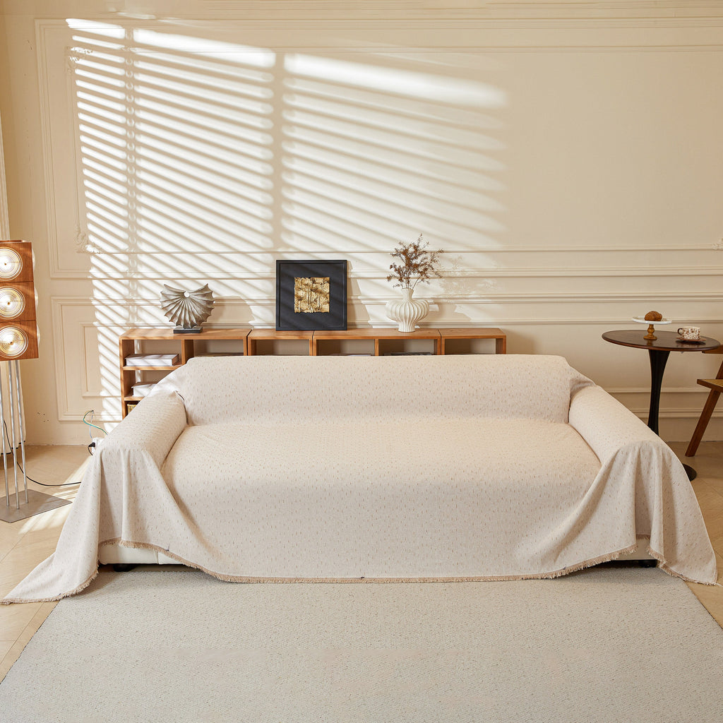 Textured Throw Blanket with 3D Dobby Weave, Minimalist Furniture Protector for Couch