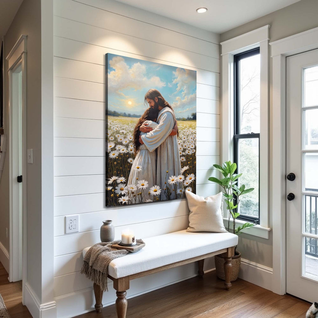 Jesus Hugging Woman Faith Wall Art