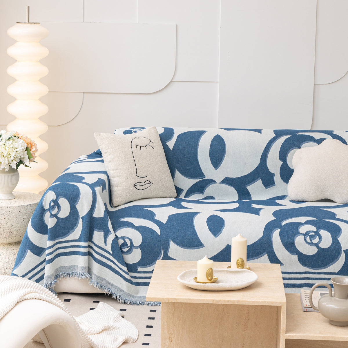Chenille Sofa Cover Blanket, Couch Cover Blanket Throws for Couches Living Room Furniture Throw Covers