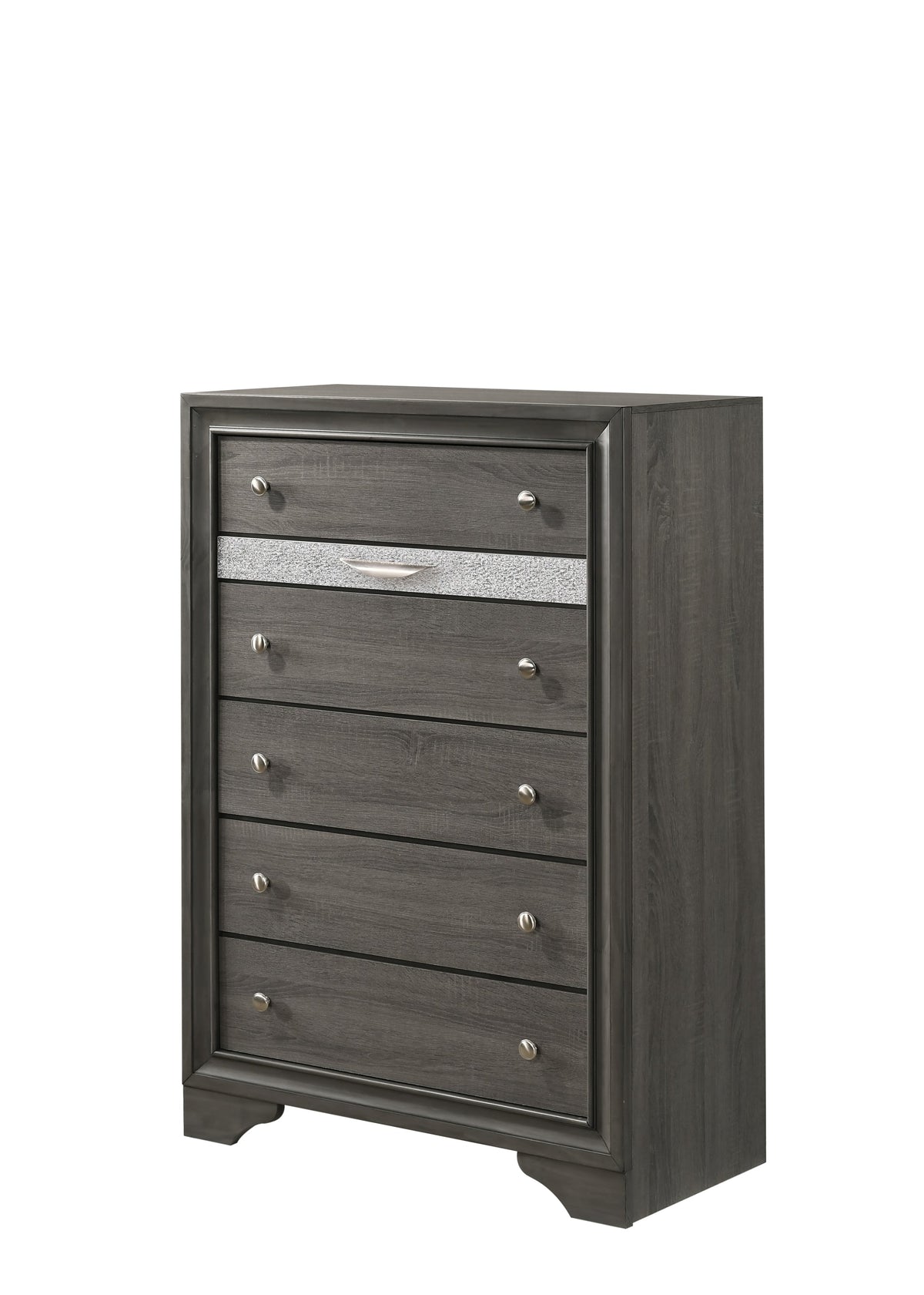Traditional Queen 5 Piece Storage Bedroom Set in Gray Wood