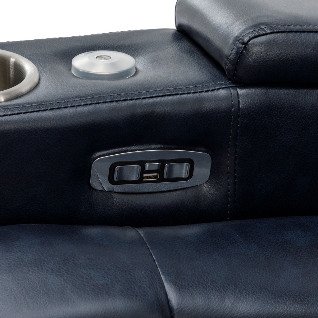 270° Power Swivel Recliner Home Theater Chair With Hidden Arm Storage, LED Light, Cup Holder, And Tray Table