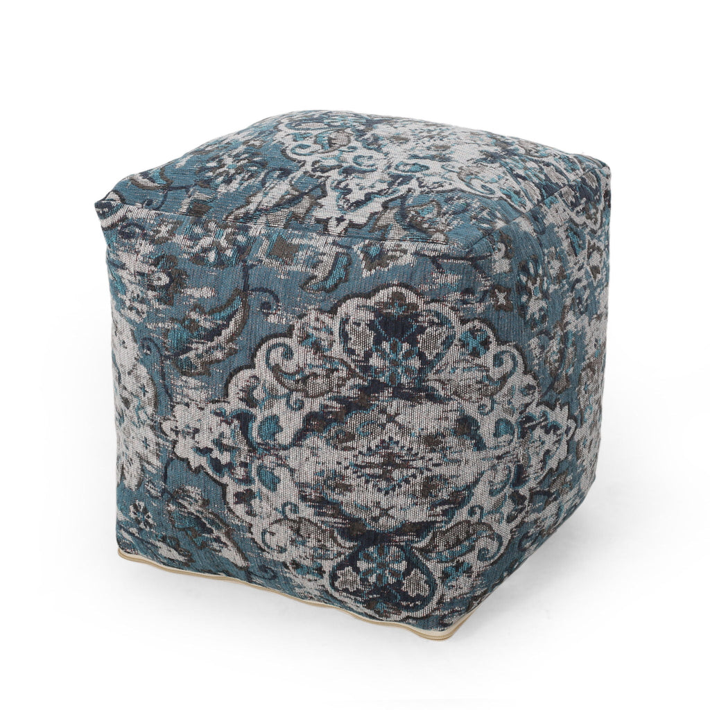 Anita - Square Pouf Ottoman And Floor Cushion - Blue