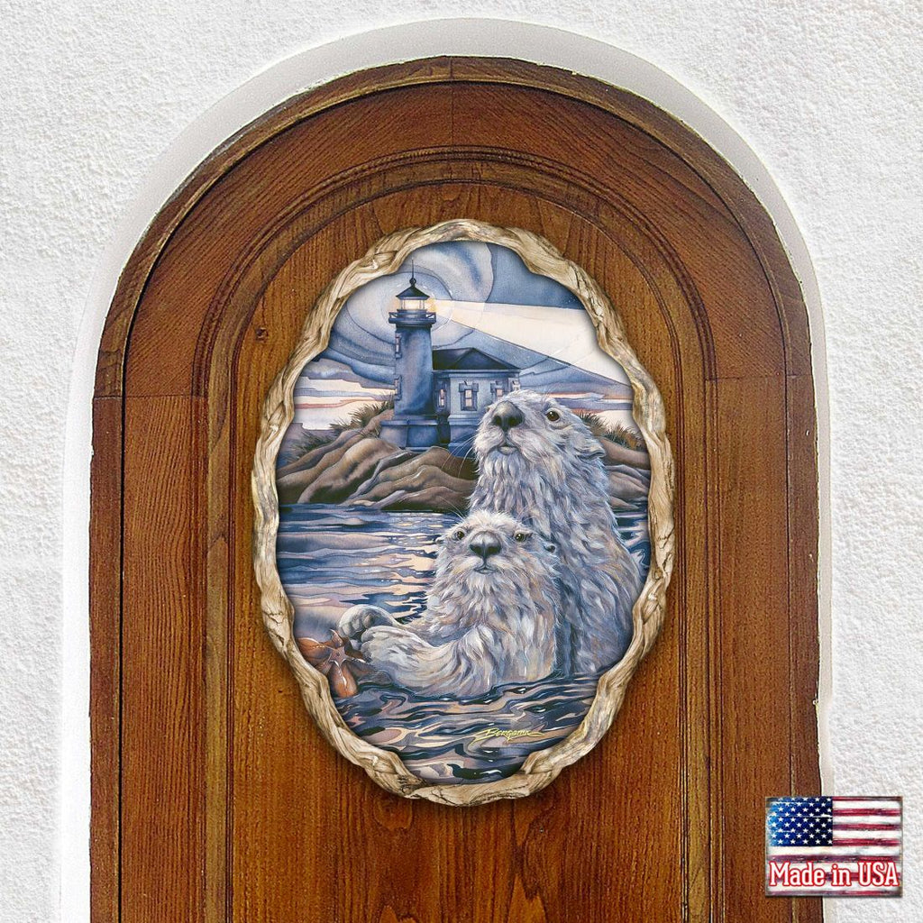 Starlight Otter Lighthouse Wall Hanger by J. Bergsma - Coastal Sea-Life Decor - 8591572W-JB