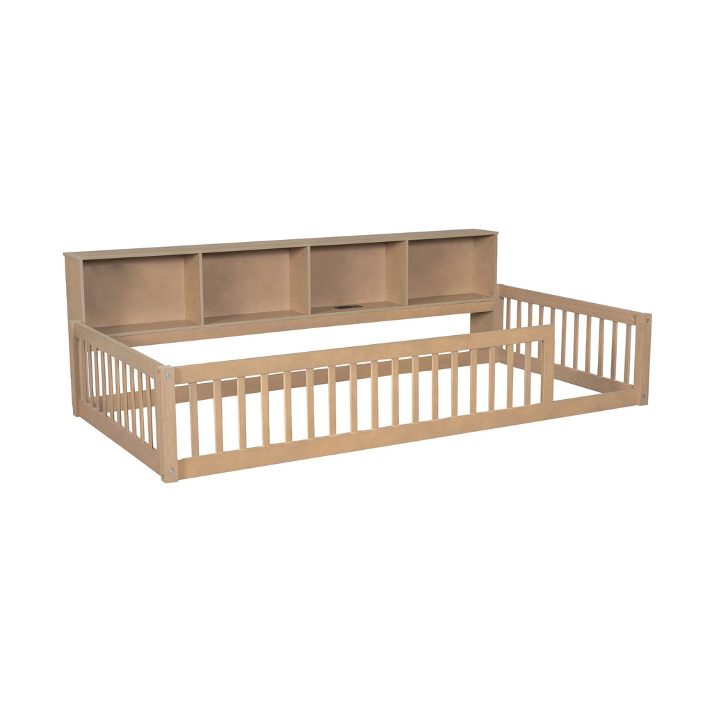 Floor Bed With Storage Cabinets And USB Ports