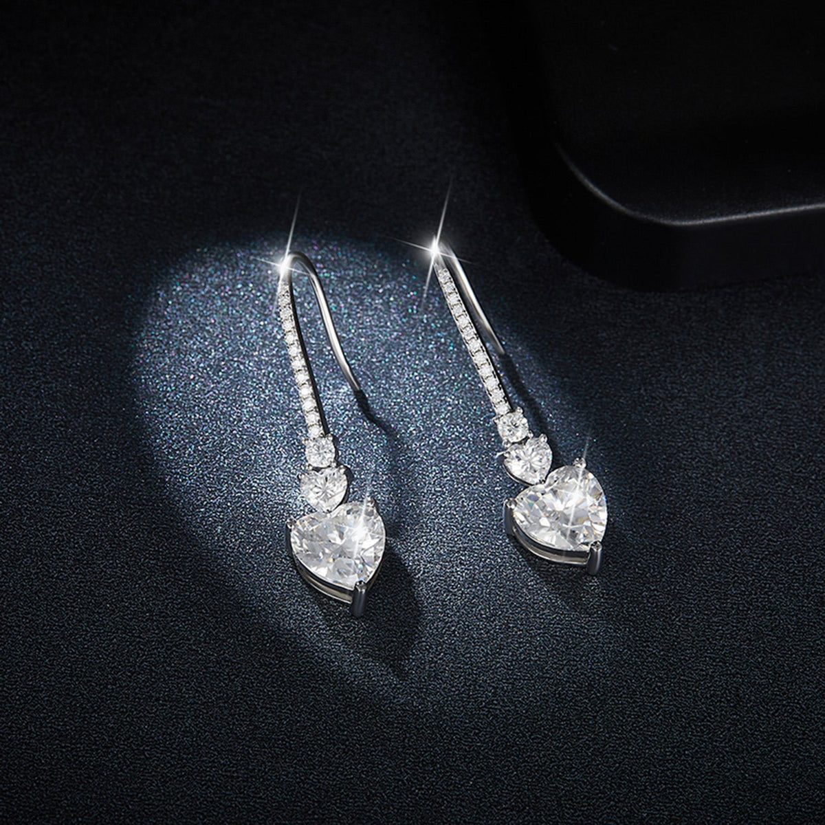 5.44 Carat 925 Sterling Silver Sparkala™ Heart Drop Earrings