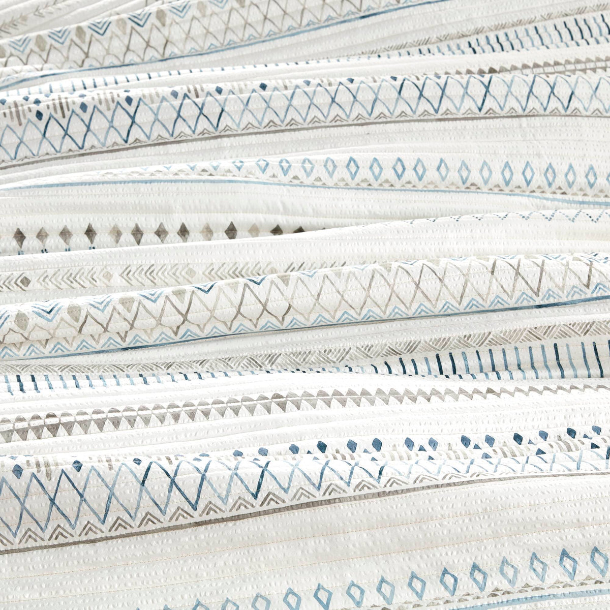 3 Piece Seersucker Quilt Set Taupe Blue King Cal King