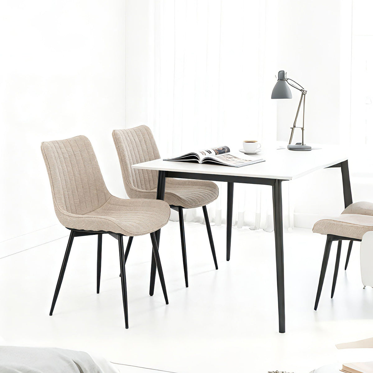 Dining Chair Set With Padded Backrests (Set of 4) - Beige