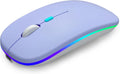 Wireless Bluetooth Mouse, Rechargeable, Dual Mode Bluetooth 5.2 & 2.4G USB, LED Lights, Slim, Silent, Portable Computer Mouse for Laptop, PC, Macbook, Ipad, Tablet (Purple)