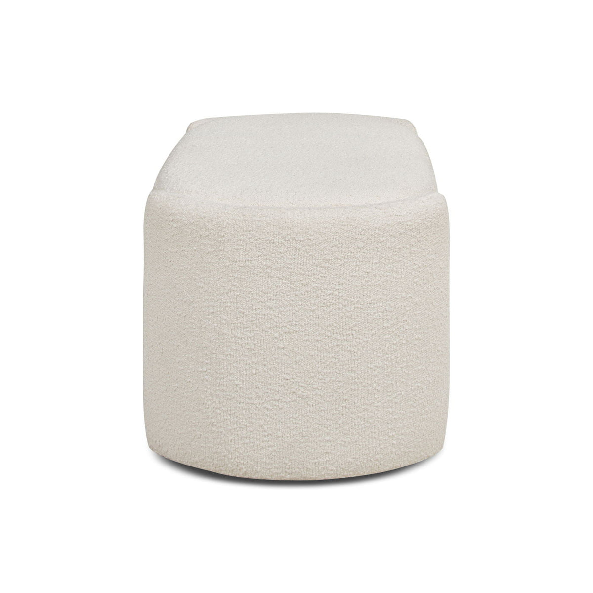 Fuji - Oval Storage Bench, Upholstered - Ivory White