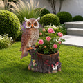 Sitting Owl with Tree Trunk Garden Planter
