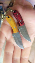 Custom Handmade Damascus Steel EDC Knife Keychain with Exotic Wood Handle