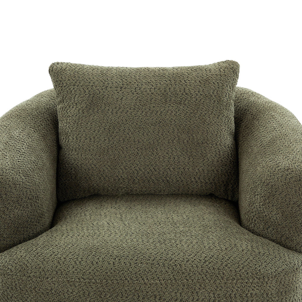 360° Swivel Barrel Sofa Chair With Throw Pillow, Upholstered Accent Chair