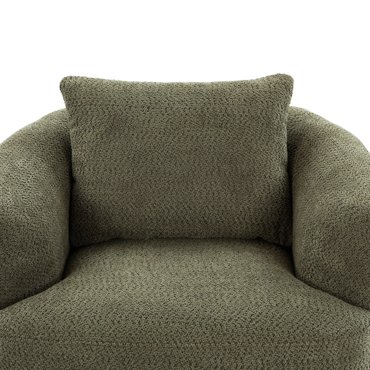 360° Swivel Barrel Sofa Chair With Throw Pillow, Upholstered Accent Chair