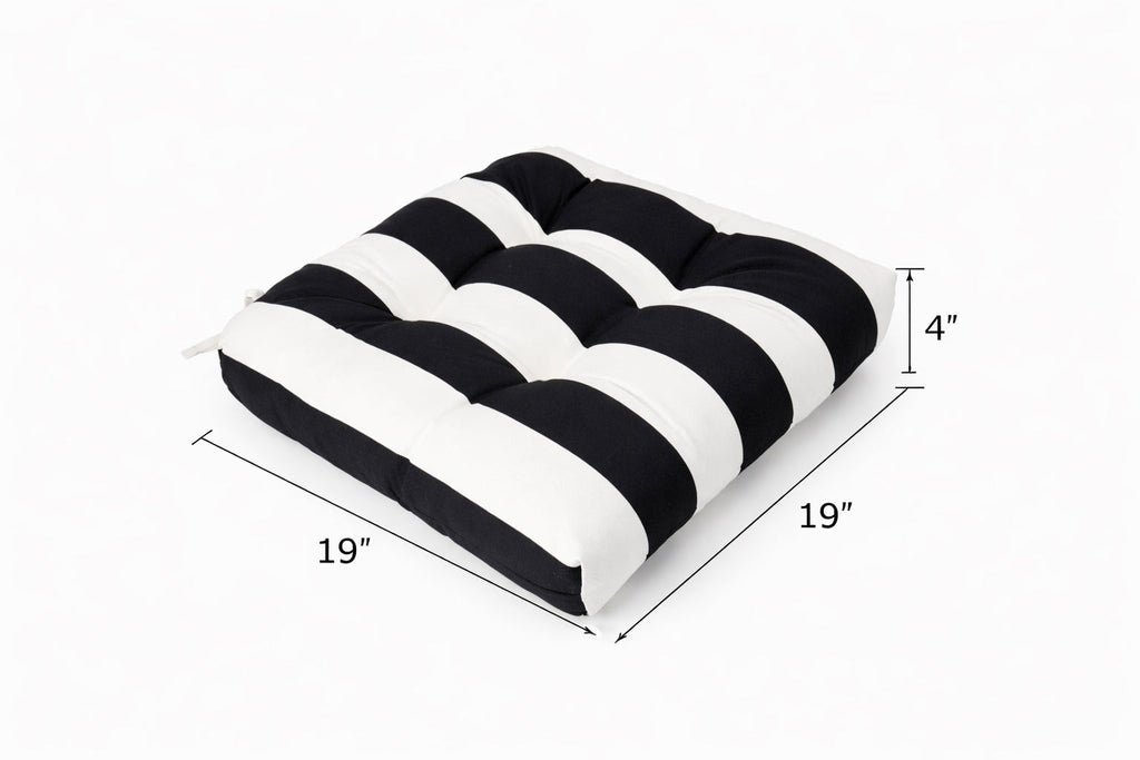 Outdoor Chair Cushions Set of 2 – Black and White Striped