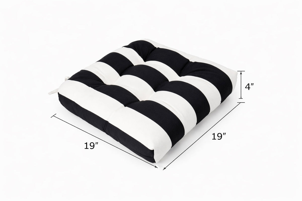 Outdoor Chair Cushions Set of 2 – Black and White Striped