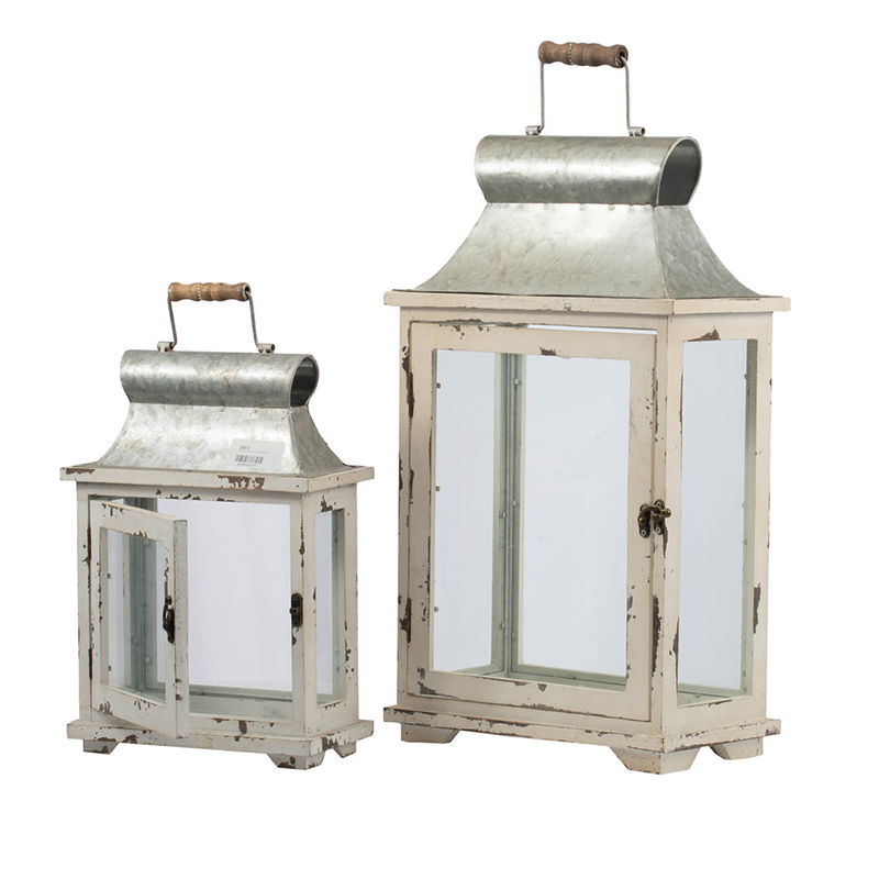 Wooden Candle Lantern Decorative Set of Two for Indoor and Outdoor Use