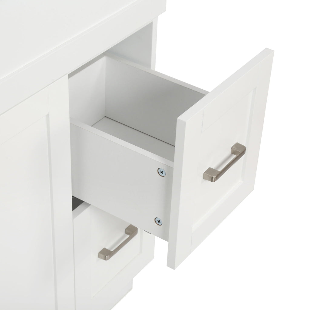 Bathroom Vanity With 2 Doors, 2 Drawers, Adjustable Shelf, Hidden Slides & Soft Close Hinges