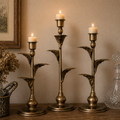 Metal Leaf Candle Holders – Set of 3