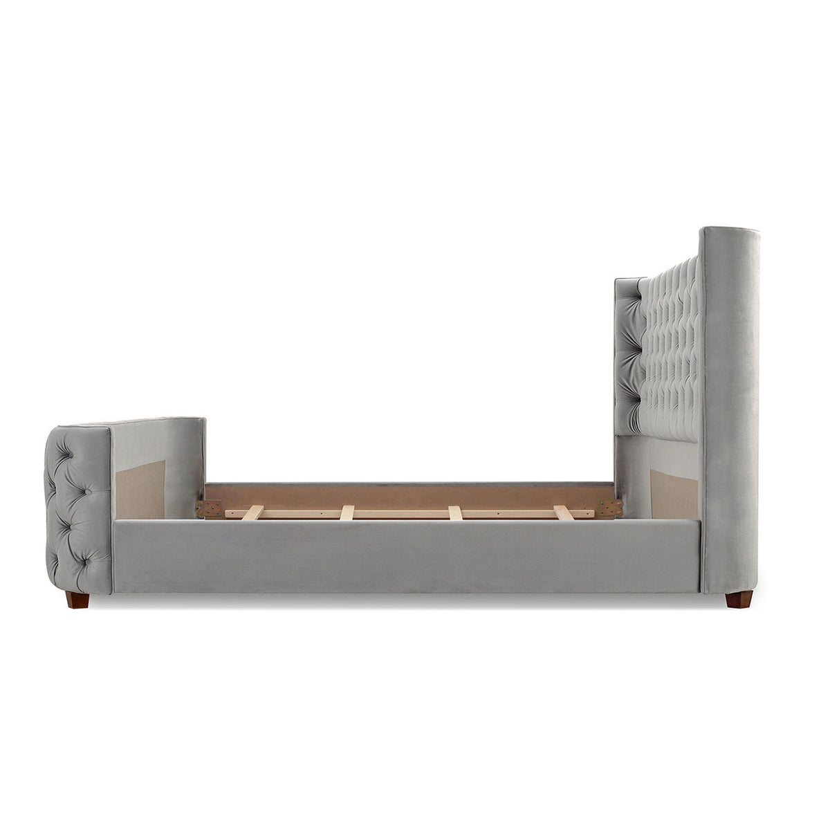 Brooklyn King Tufted Panel Bed Headboard and Footboard Set, Opal Grey Velvet