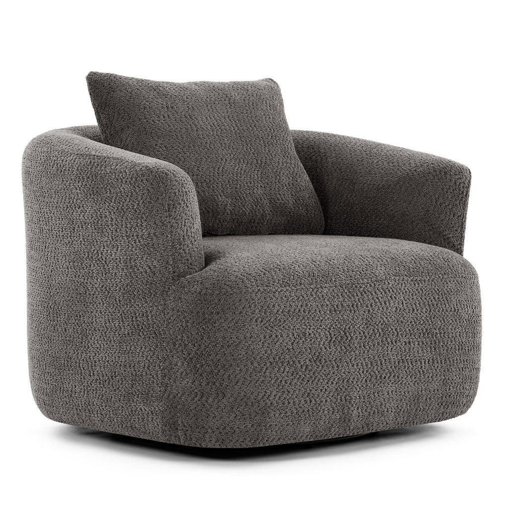 360° Swivel Barrel Sofa Chair With Throw Pillow, Upholstered Accent Chair