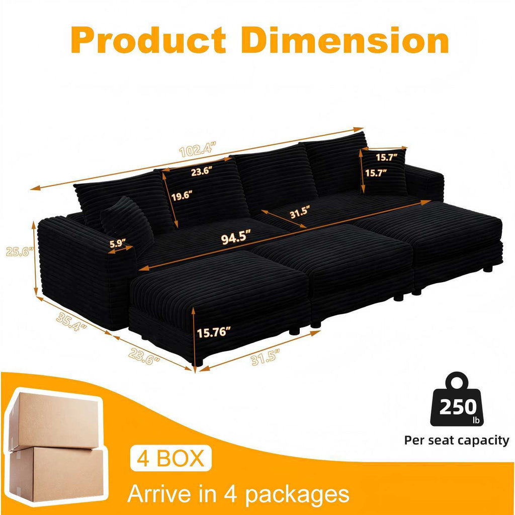 Modern Comfy Upholstered Sofa Cloud Couch & Deep Seat Couches