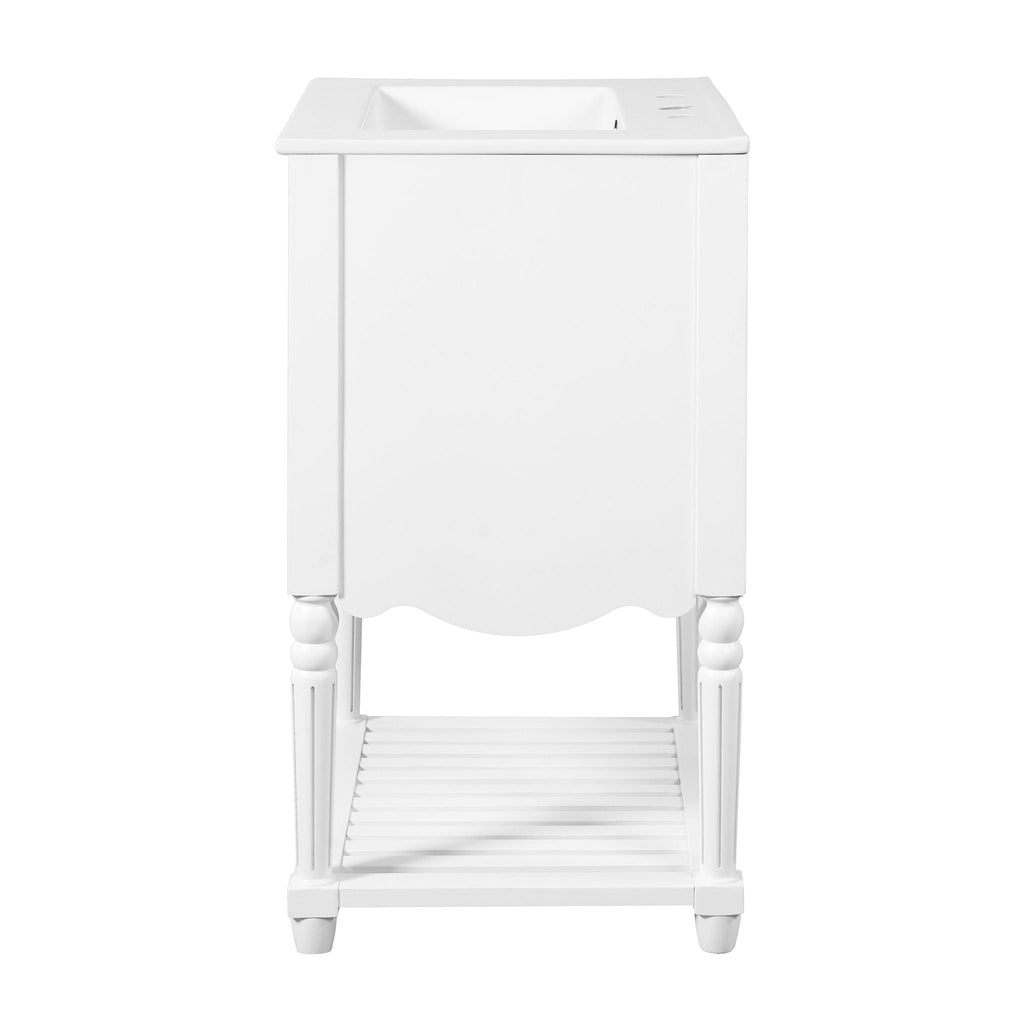 Wave Design Bathroom Vanity With Sink, 2 Drawers And Open Shelf