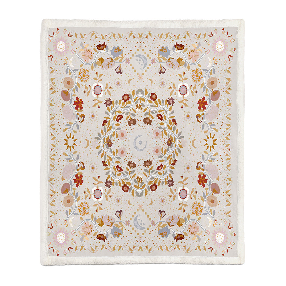 Chinese Floral Flannel Blanket – Soft Printed Throw in Multiple Sizes