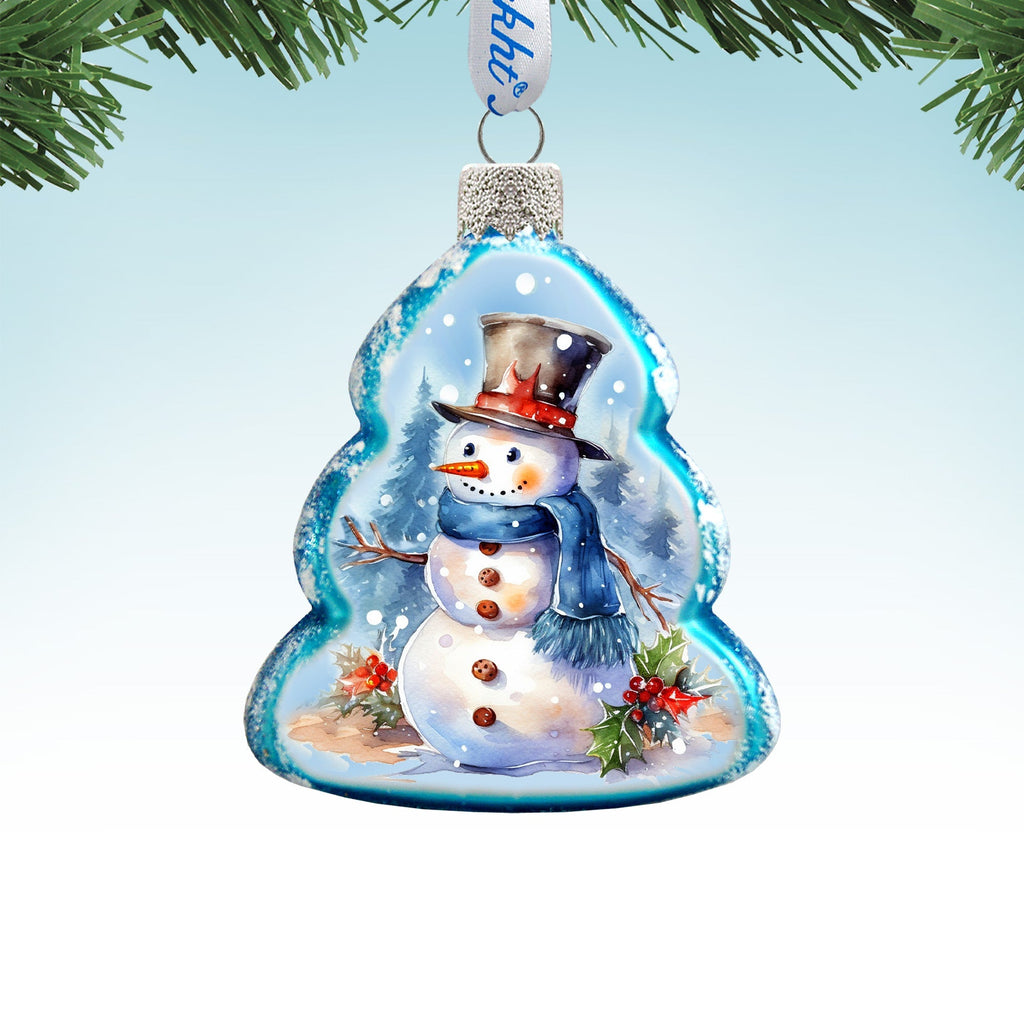 Cheerful Snowman Mercury Glass Ornaments by G. Debrekht - Christmas Santa Snowman Decor - 776022